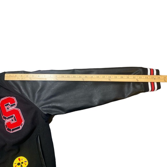 Bleecker & Mercer Jacket Men’s Medium Black Embroidered Varsity Streetwear - Picture 13 of 14